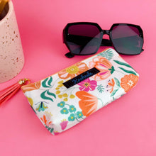 Load image into Gallery viewer, Cream Floral Sunglasses bag, glasses case.

