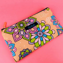 Load image into Gallery viewer, Mandala Magnifica Peach Zipper Pouch, Travel Pouch.  Exclusive Design.
