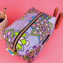 Load image into Gallery viewer, Mandala Magnifica Mauve Large Box Cosmetic Bag. Exclusive Design.
