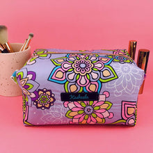 Load image into Gallery viewer, Mandala Magnifica Mauve Large Box Cosmetic Bag. Exclusive Design.
