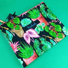 Load image into Gallery viewer, Plant Lady Black Small Clutch, Small makeup bag.
