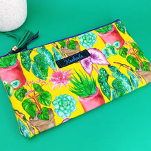 Load image into Gallery viewer, Plant Lady Yellow Zipper Pouch, Travel Pouch. Rachael King Design.
