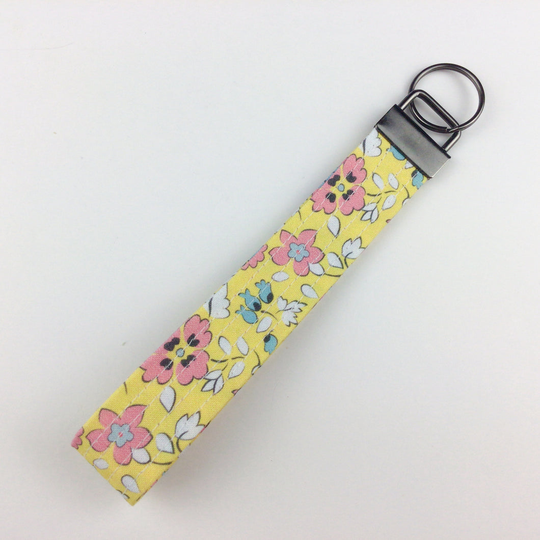 Yellow Floral Print Key Fob.