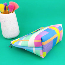 Load image into Gallery viewer, Pastel Plaid Medium Cosmetic Bag. Kasey Rainbow Design.
