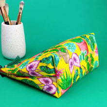 Load image into Gallery viewer, Plant Lady Yellow Large Makeup Bag. Rachael King Design.
