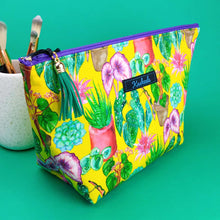 Load image into Gallery viewer, Plant Lady Yellow Large Makeup Bag. Rachael King Design.
