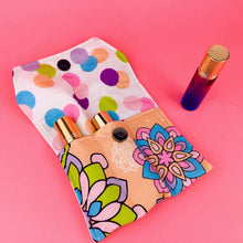 Load image into Gallery viewer, Mandala Magnifica Peach Essential Oil Roller Pouch, 3 roller pouch. Exclusive Design.
