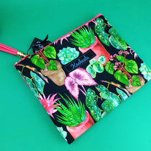 Load image into Gallery viewer, Plant Lady Black Small Clutch, Small makeup bag.
