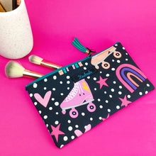 Load image into Gallery viewer, Roller Skating Rainbow Zipper Pouch, Travel Pouch.
