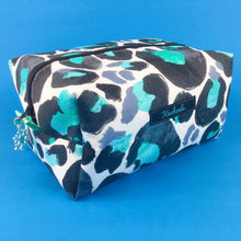 Load image into Gallery viewer, Snow Leopard Large Box Cosmetic Bag. Kasey Rainbow Design.
