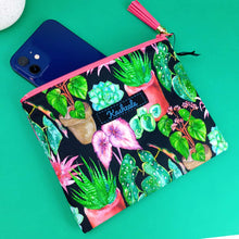 Load image into Gallery viewer, Plant Lady Black Small Clutch, Small makeup bag.
