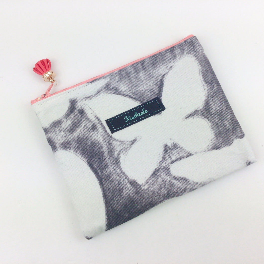 Monochrome Butterfly Small Clutch, Small makeup bag.