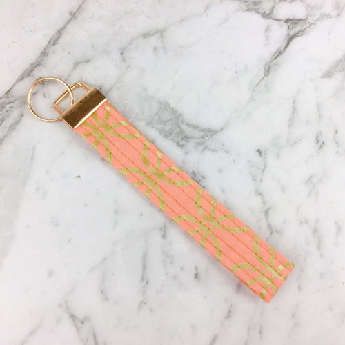 Tangerine and Gold Key Fob. - Kashzale Cosmetic Bags