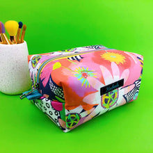 Load image into Gallery viewer, Glorious Garden Large Box Cosmetic Bag. Robyn Hammond Design.
