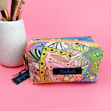 Load image into Gallery viewer, Pastel Abstract Medium Box Makeup Bag.
