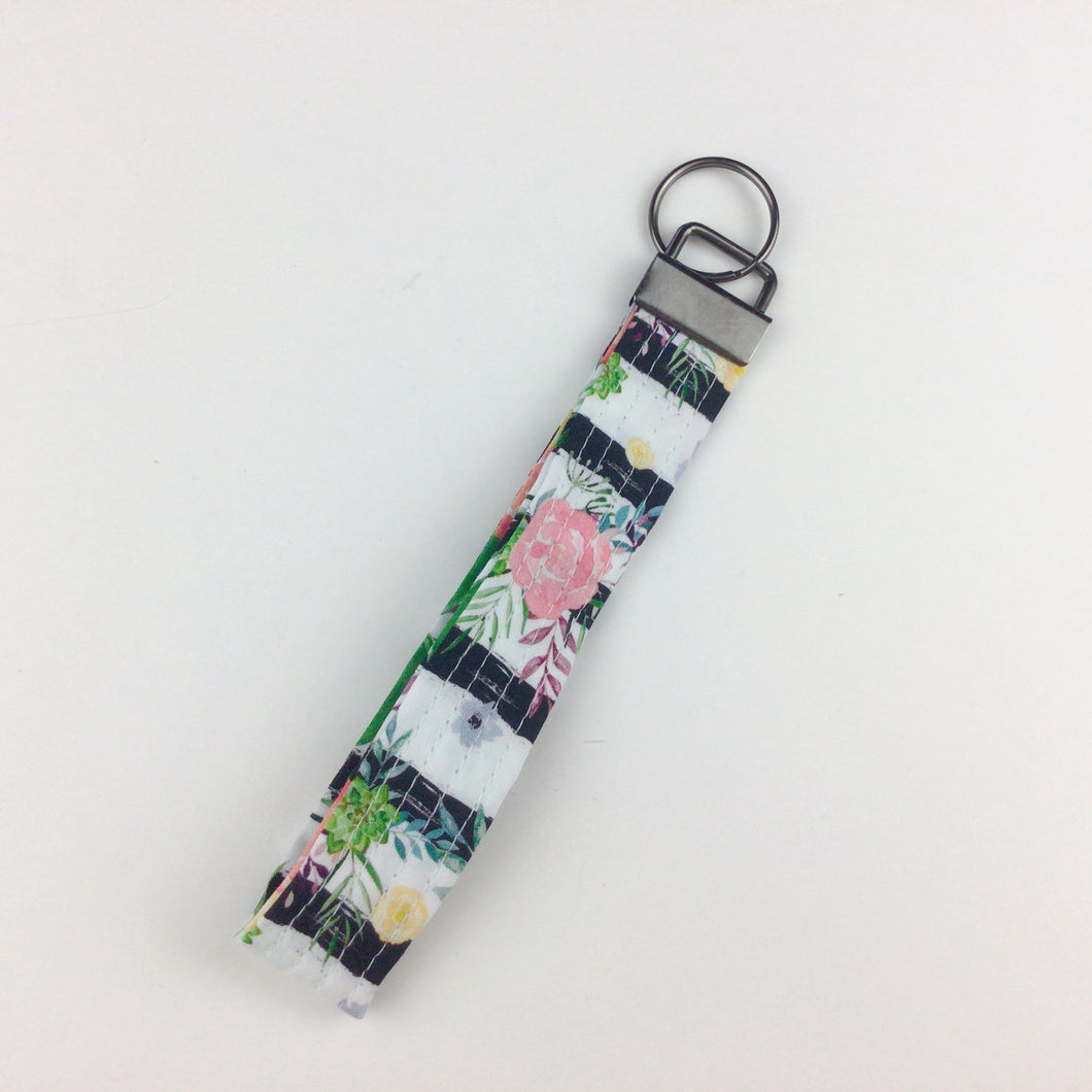Stripes and Floral Key Fob.
