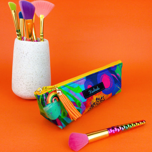 Reef Rainbow Makeup Brush Bag.  Kasey Rainbow Design. - Kashzale Cosmetic Bags