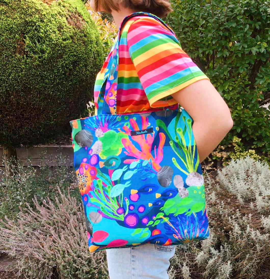 Reef Rainbow Tote Bag. Kasey Rainbow Design.
