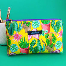 Load image into Gallery viewer, Plant Lady Yellow Medium Makeup Bag.  Rachael King Design.
