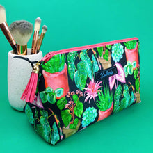 Load image into Gallery viewer, Plant Lady Black Medium Makeup Bag.  Rachael King Design.
