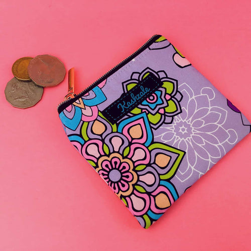 Mandala Magnifica Mauve Coin Purse. Kashzale Exclusive Design - Kashzale Cosmetic Bags