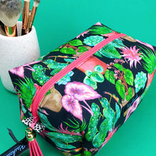 Load image into Gallery viewer, Plant Lady Black Large Box Cosmetic Bag. Rachael King Design
