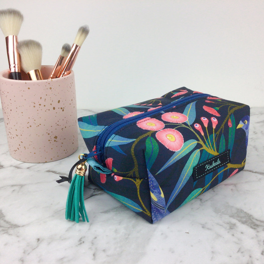 Blossom Bird Medium Box Makeup Bag.