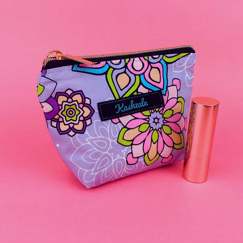 Mandala Magnifica Mauve Small Makeup Bag.  Exclusive Design. - Kashzale Cosmetic Bags