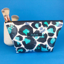 Load image into Gallery viewer, Snow Leopard Medium Cosmetic Bag. Kasey Rainbow Design.
