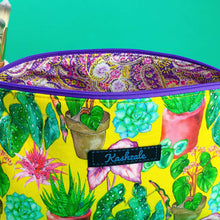 Load image into Gallery viewer, Plant Lady Yellow Medium Makeup Bag.  Rachael King Design.
