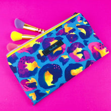 Load image into Gallery viewer, Electric Leopard Zipper Pouch, Travel Pouch.  Kasey Rainbow Design.
