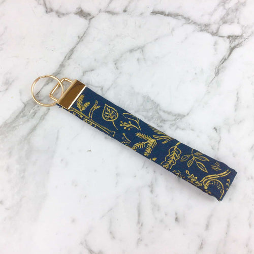 Gold and Navy Key Fob. - Kashzale Cosmetic Bags