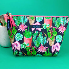 Load image into Gallery viewer, Plant Lady Black Large Makeup Bag. Rachael King Design.
