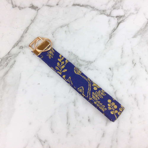 Sapphire Blue and Gold Key Fob. - Kashzale Cosmetic Bags