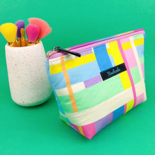 Load image into Gallery viewer, Pastel Plaid Medium Cosmetic Bag. Kasey Rainbow Design.
