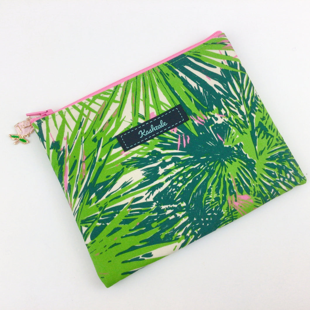 Palm Print Small Clutch, Small makeup bag.